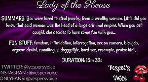 Dominant Woman Interrogates and Controls Handcuffed Man in Erotic Audio