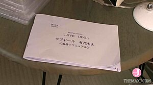 Japanese College Babe Moe Arakawa Kisses and Licks in Nasty Doll Intro