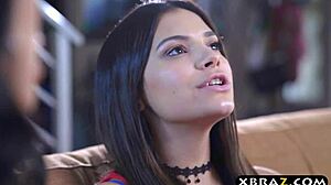 Stepmom urges teen on huge monster cock threesome