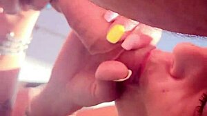 best friend's gf throatpies me while he grabs more drinks