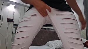 Muscular masseuse oils up for kinky domination spanking and dirty riding