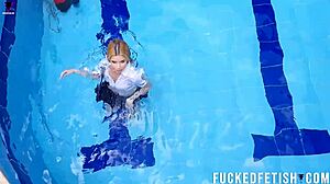 Sexy Skinny Ashlee Rose Teases Natural Tits Poolside Wetlook