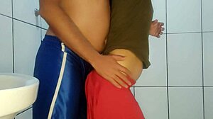 Voyeur Catches Milf Licking Shaved Pussy in Bathroom Hideaway