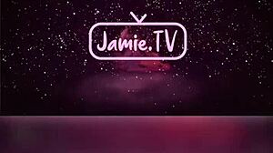 Petite brunette begs daddy for hard doggystyle pounding on bed