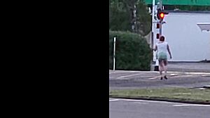 Naughty milf slut pisses publicly after restaurant fun with piercings