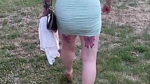 Naughty milf slut pisses publicly after restaurant fun with piercings