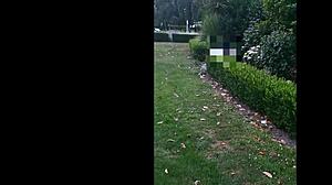 Naughty milf slut pisses publicly after restaurant fun with piercings