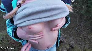 gf deepthroats my monster cock in forest swallows every drop of hot cum