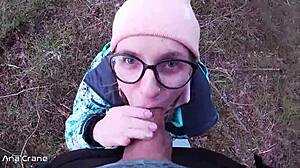 gf deepthroats my monster cock in forest swallows every drop of hot cum