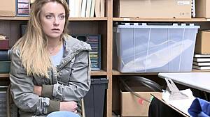 kate sobs as the officer blackmails her onto his huge cock at work