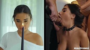 Sexy ember snow begs johnny castle for her eager hairy pussy he chokes her deepthroats then fucks hard