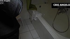 Kyara Nyx and Cris Angelo piss play after work shifts!