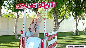 Blonde Babe Rimmed at Kissing Booth