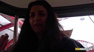 Stacy Sommers Secretly Eyes My Risky Tram Jerk-Off Exposure