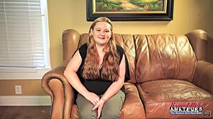 Curvy redhead coed masturbates blows then gets pussy pounded doggystyle