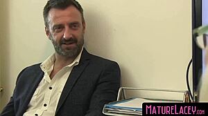 Mature Lacey surrenders ass to master's brutal conquest in stockings