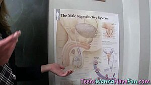 teens at the party go wild with group oral in uniforms