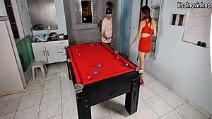I'm teaching my sister-in-law pool then fucking her taboo ass outdoors