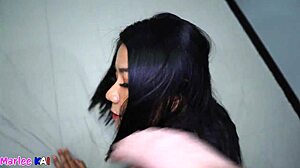 Asian milf maid sucks cock then bends for doggystyle pounding