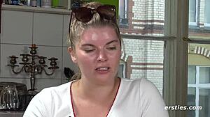 Düsseldorf Azubi Fingers Shaved Pussy Passionately on Camera