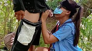 Pinay TEEN 18+ Fucks SCHOOL GUARD DEEP in JUNGLE Until CUM in PUSSY