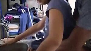 pretty mexican amateur fucked while washing dishes