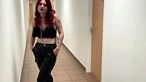 french goth girl cheats on boyfriend in corridor then toilet for concert tickets bbc creampie