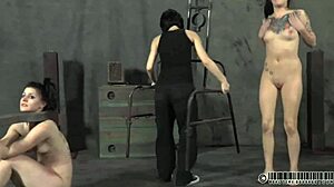 Pretty slaves bound tight for rough pussy domination