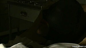 Shemale scientist bends dude over for deep anal monster cock domination