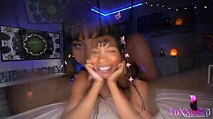 mr pov watches as amazing teen jenna foxx deepthroats sloppy then cums on her lingerie tits