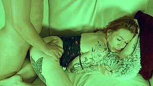 my heart races watching tv with sexy redhead stepmom before pounding her wet pussy hardcore on the couch