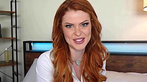 Suggestive Redhead Elly Clutch Lures Tutor into Skirt-Up Action