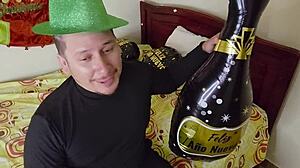 perverted stepdad demands big ass stepdaughter blowjob as new years gift from her to him