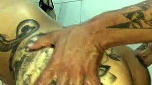 steamy bathroom romp with curvy brunette facial finale