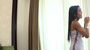 Super Hot Busty Ladyboy Pounds Stranger's Ass in Garage POV