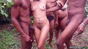 that skinny 18yo ebony girl got her tight pussy stretched by every big black cock in the hood squirting wet