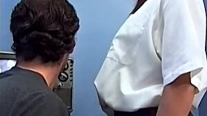 Sex-Crazed Student Sucks Cock in 1996 Casting Interview Upskirt