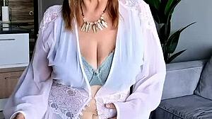 Mature Milf Spreads Stocking Clad Pussy Orgasm Close Up