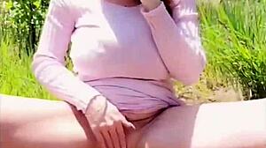 Kat marie bares huge tits for risky public outdoor masturbation show