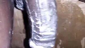 bigblackie shavin n jerkin my huge bbc til i bust hard
