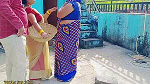 Young Indian boy bangs hot stepmom and stepdaughter in outdoor threesome desi fuckfest