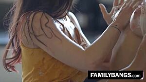 imagine sisters leda lotharia and serena blair spitting cream in taboo kitchen play