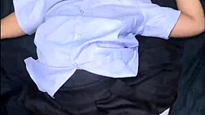 School uniform slut takes stranger's white cock deep then facial cum blast!