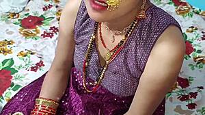 Exotic indian babysitter sneaks dirty talk creampie after first-time doggystyle in bedroom bathroom.