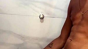 steamy bathroom romp with curvy brunette facial finale