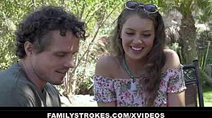 elena koshka flashes trimmed teen pussy teasing stepbro into full sex ride