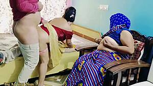 Young Indian boy bangs hot stepmom and stepdaughter in outdoor threesome desi fuckfest