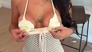 wanna taste alice thunder's juicy big tits while she strokes your cock?