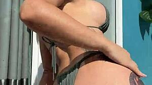 wanna see juicy milf tease pool stranger then get her fat pussy fucked cum-covered