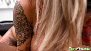 asian petite masseuse linda lan slurps isiah maxwell's bbc with her big hard nipples